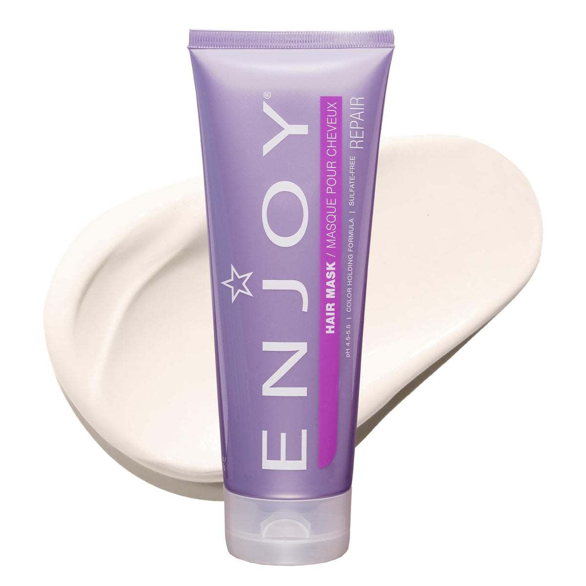 Enjoy Hair Mask frizz-control close-up shows smoother hair