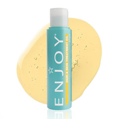 Enjoy Hair & Skin Treatment Oil bottle pouring for hydration