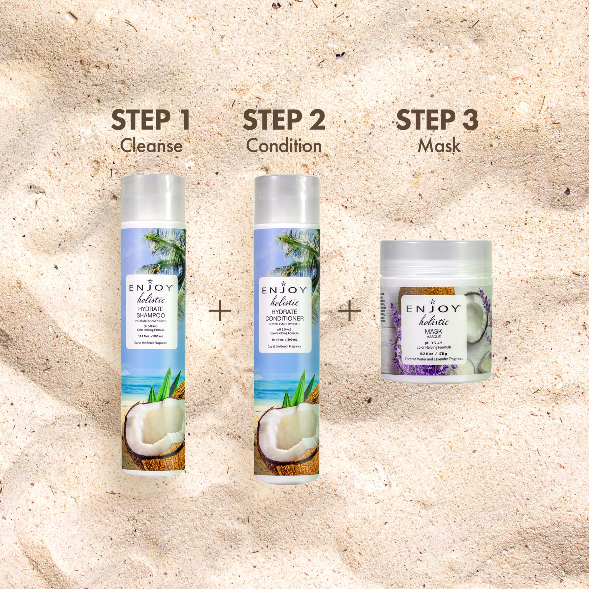 Enjoy Holistic Hair Mask pairs with shampoo for complete at-home treatment