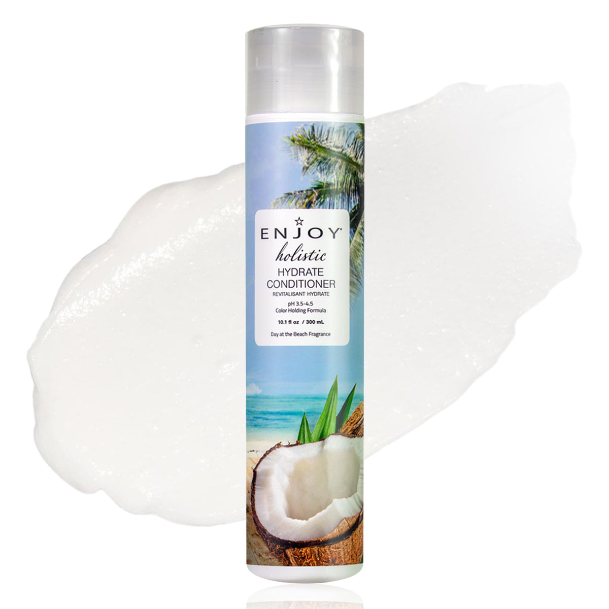 Enjoy Holistic Hydrate Conditioner bottle top for easy, mess-free dispensing.