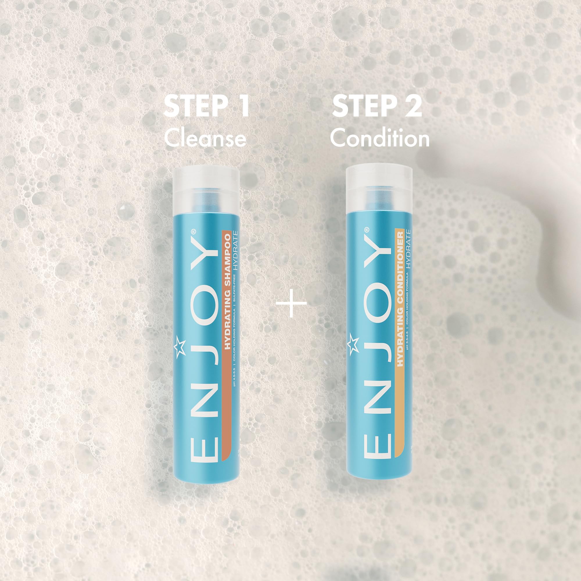 Sulfate-free badge highlights gentle cleansing of Enjoy Hydrating Conditioner.