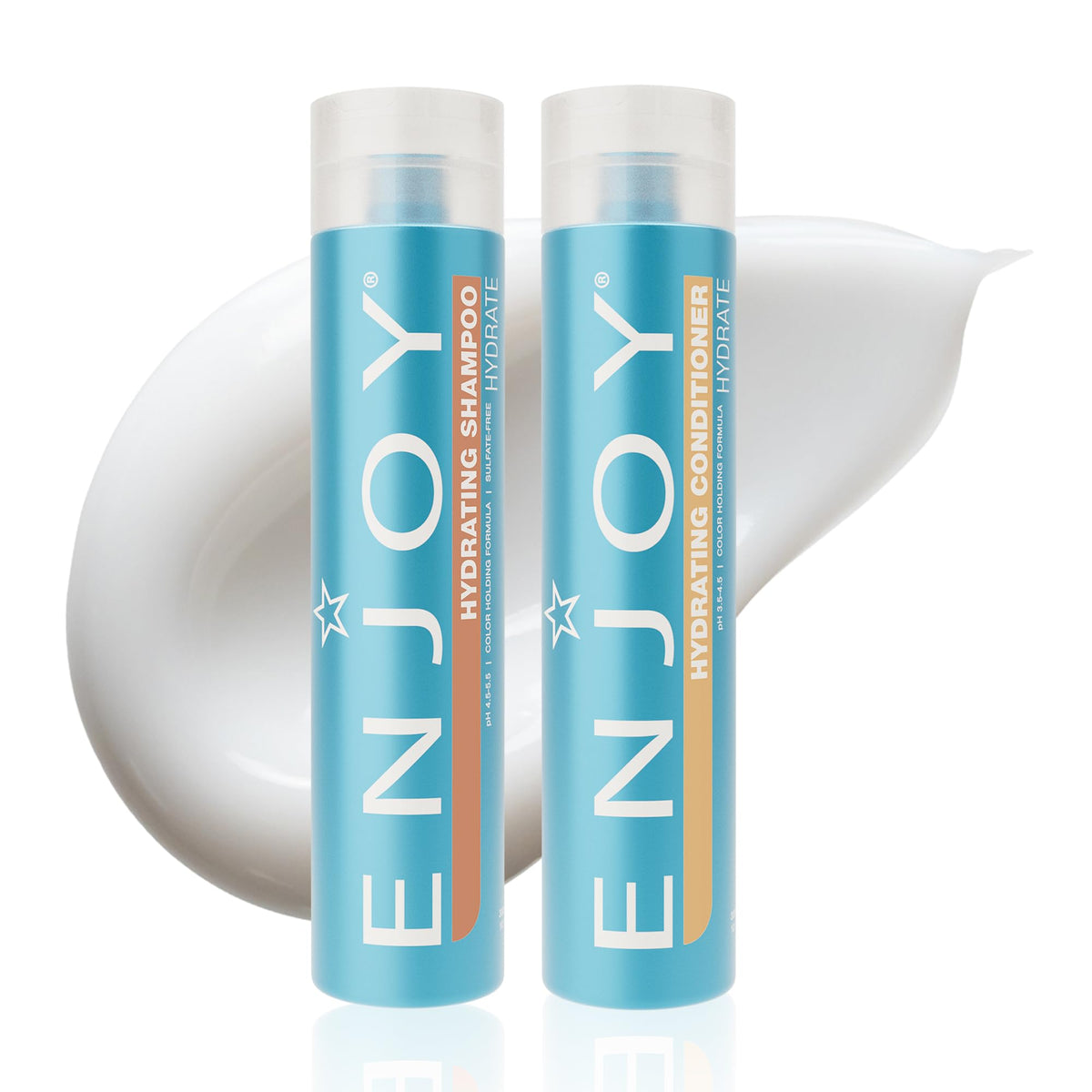 Enjoy Hydrating Shampoo close-up bottle shows gentle cleanse for soft, manageable hair.