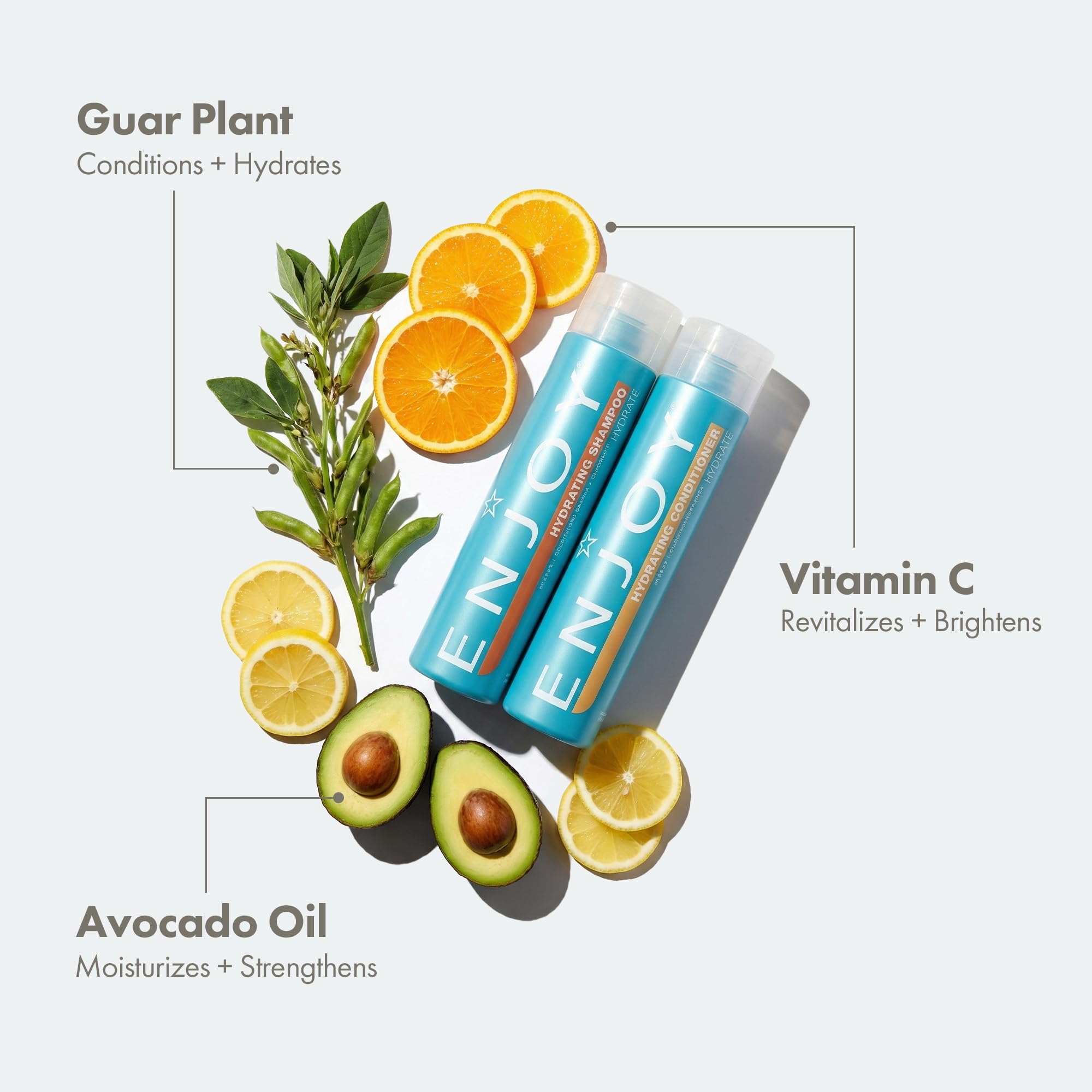 ENJOY Hydrating Shampoo lather closeup highlights clean, shiny strands.