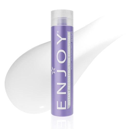 Enjoy Instant Reconstructor bottle closeup showing keratin amino acids for damaged hair