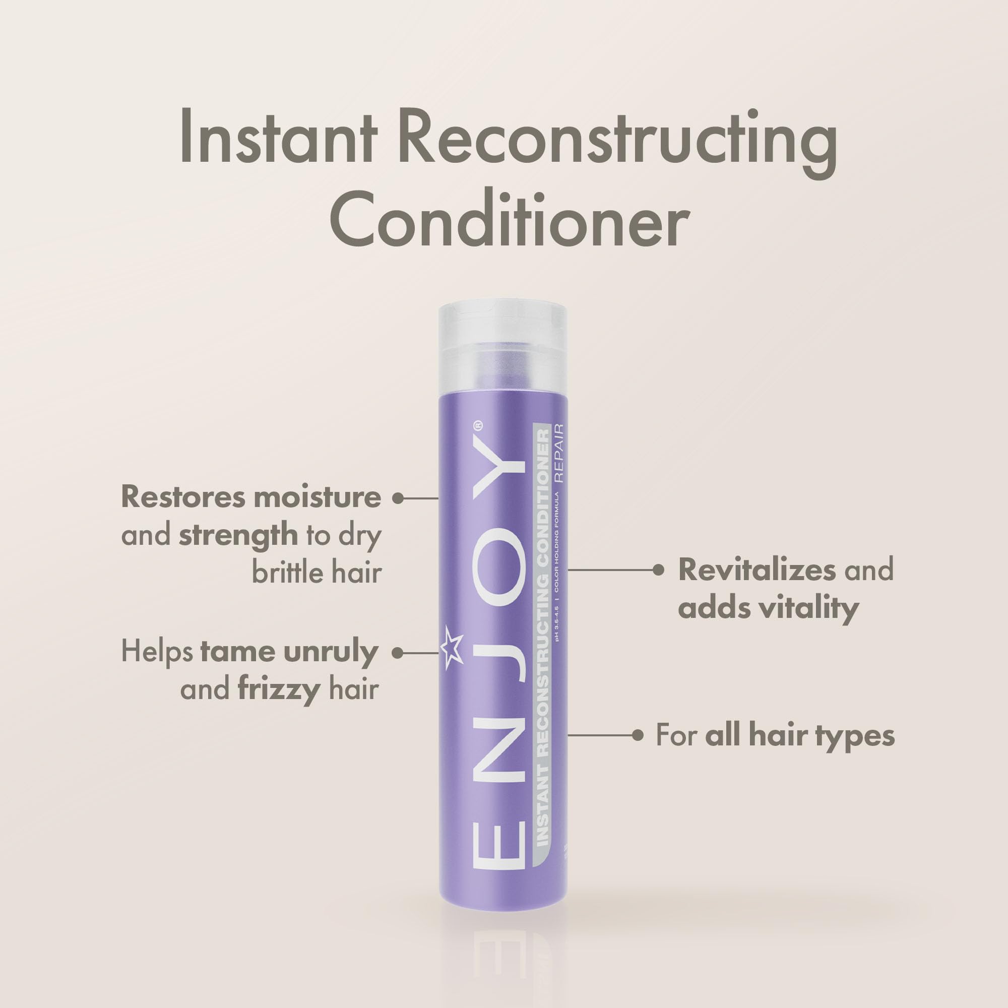 Enjoy Instant Reconstructor hair application demonstrates smoothing action against frizz
