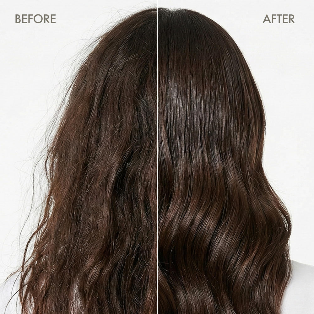 Close-up of Enjoy Luxury Conditioner application demonstrating hydration.