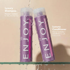 Enjoy Luxury Conditioner bottle front emphasizing smoothing and softness.
