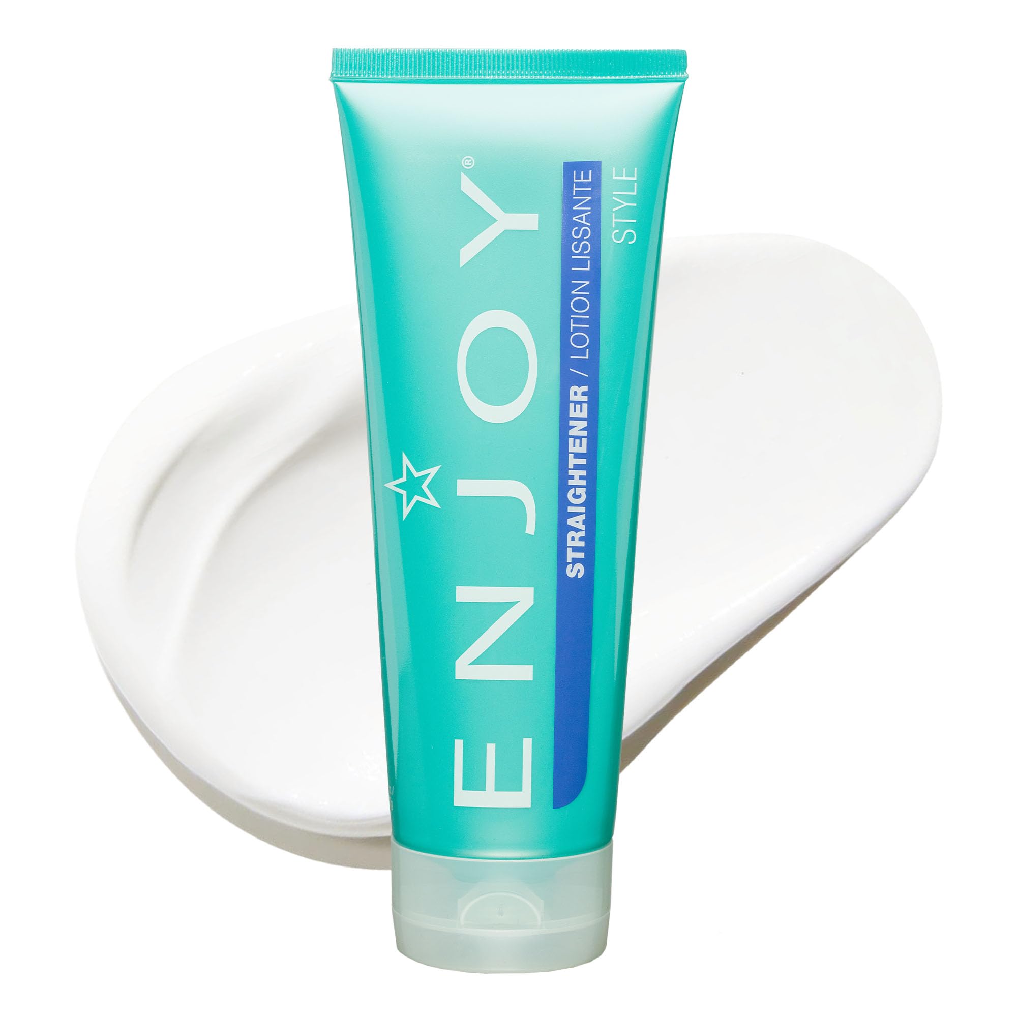 Enjoy Straightener 8oz cream bottle for smooth, manageable hair every day.