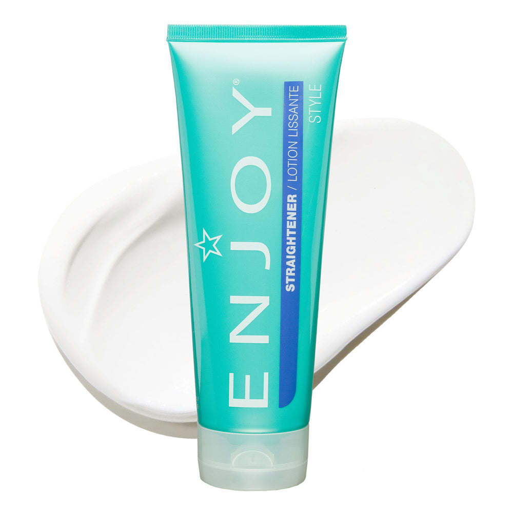 Enjoy Straightener 8oz cream bottle for smooth, manageable hair every day.