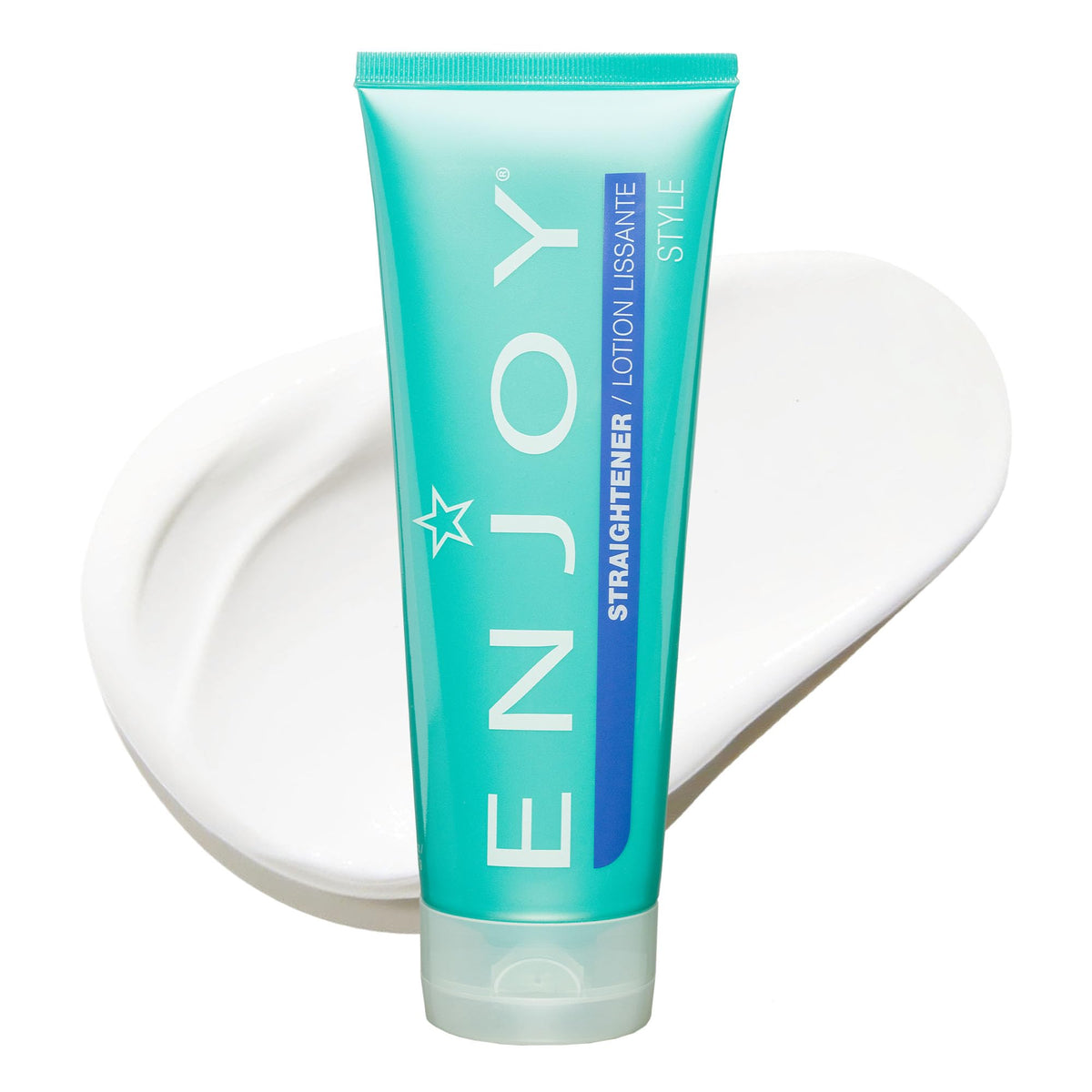 Enjoy Straightener 8oz cream bottle for smooth, manageable hair every day.