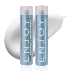 Enjoy Therapeutic Shampoo bottle front view shows volume boost for fine hair.