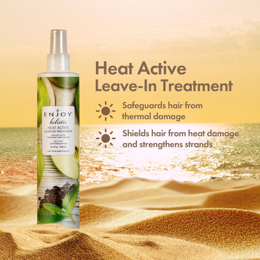 Enjoy Holistic Heat Active Leave-In spray boosts shine while blow-drying