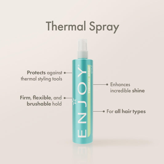 Enjoy Thermal Spray color-safe formula preserves vibrant color during styling.