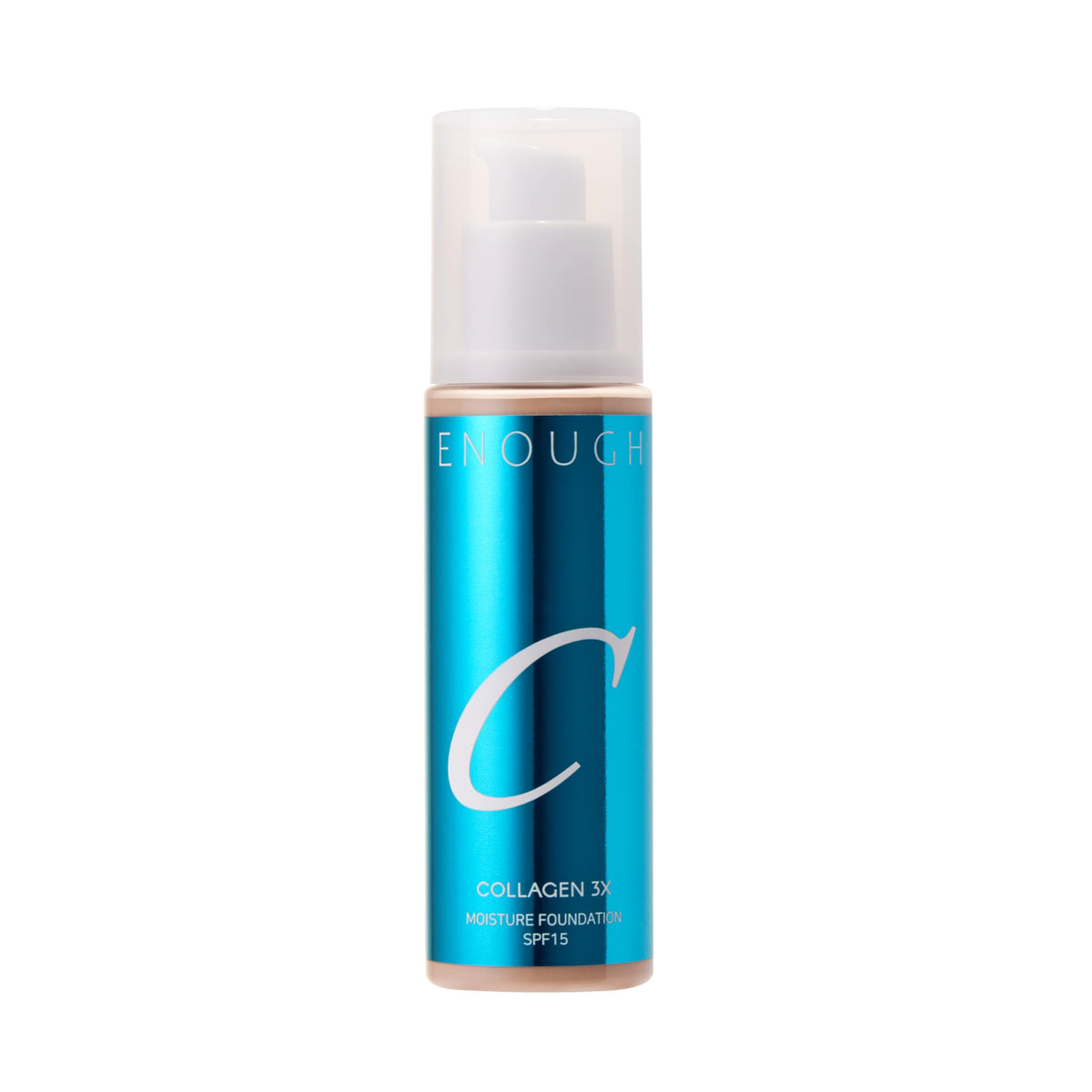 Enough Collagen 3X Moisture Foundation bottle with pump ensures mess-free, precise application.