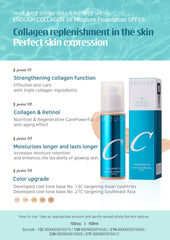 Enough Collagen 3X Moisture Foundation uses Korean skincare tech for seamless blending.