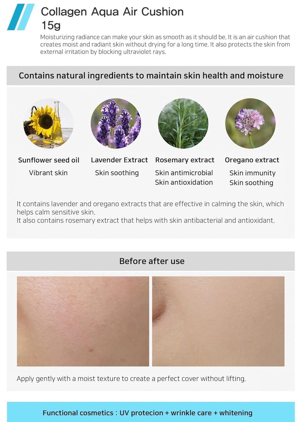 Enough Collagen Aqua Air Cushion mirrored-lid design for quick checks and on-the-go use