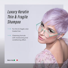 ENVIE LUXURY Keratin Shampoo on color-treated hair prepared for shine.