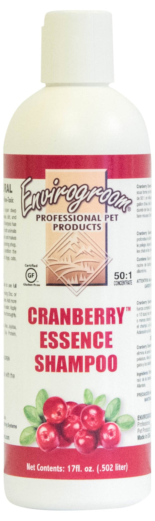 Envirogroom Cranberry Essence Shampoo bottle for deep-cleaning coats and gentle skin care