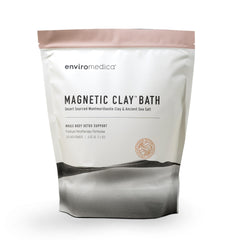 Enviromedica Magnetic Bentonite Clay Bath packaging showcases mineral-rich formula for a cleansing ritual.
