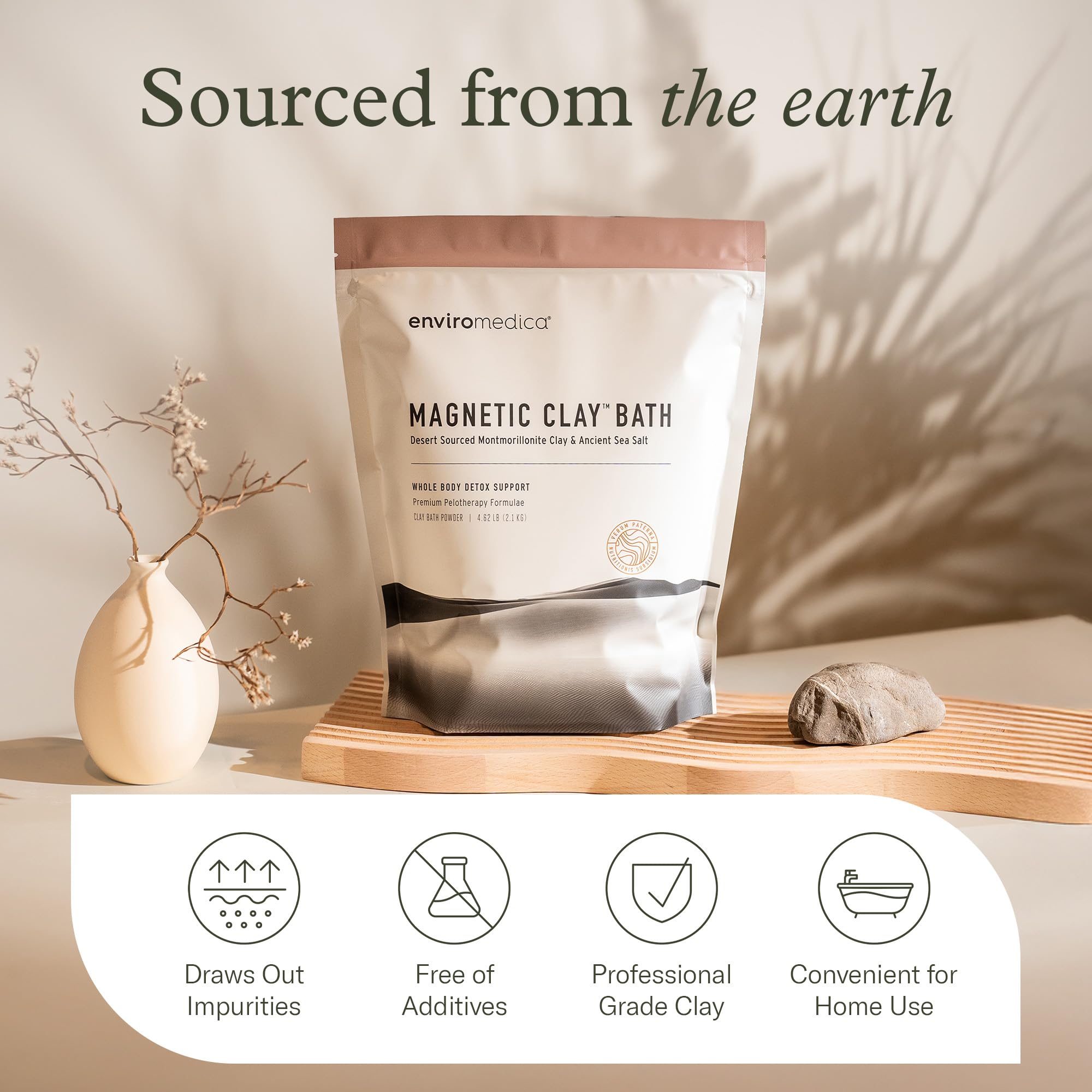 Foot bath using Enviromedica bentonite clay for soothing relaxation.