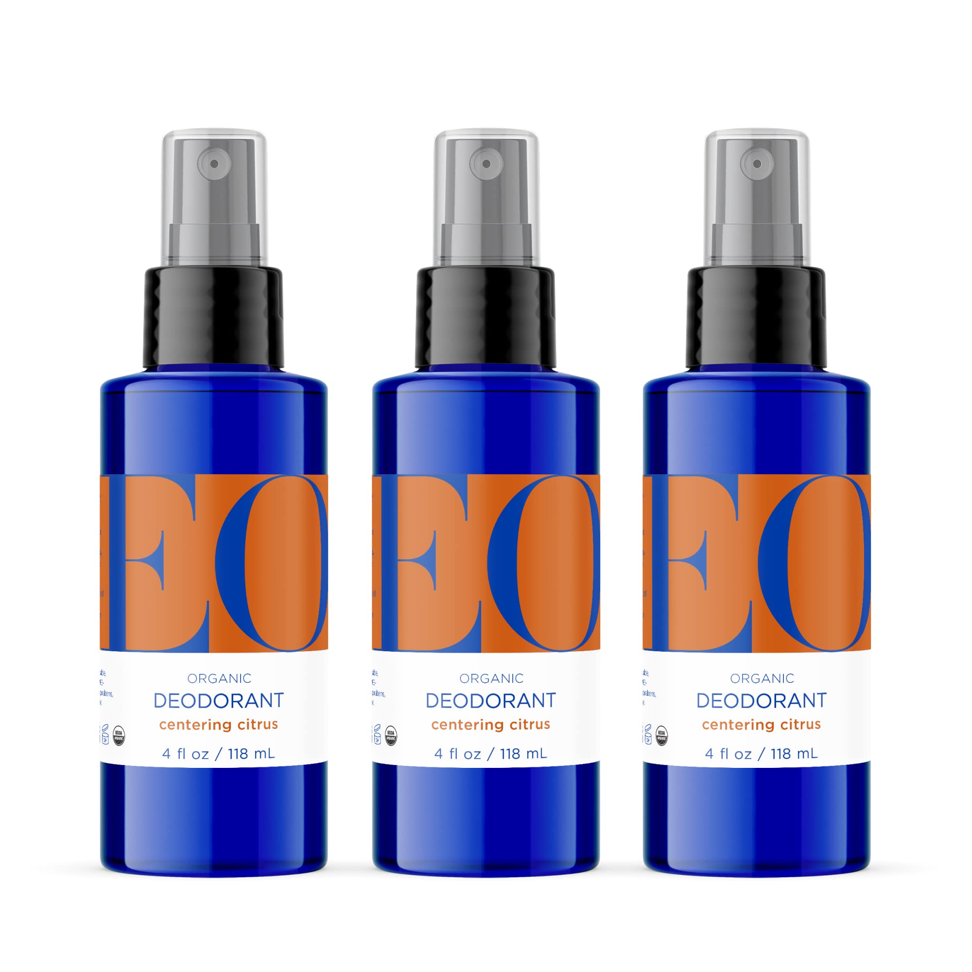 EO Deodorant Spray Citrus three-pack bottles for everyday freshness