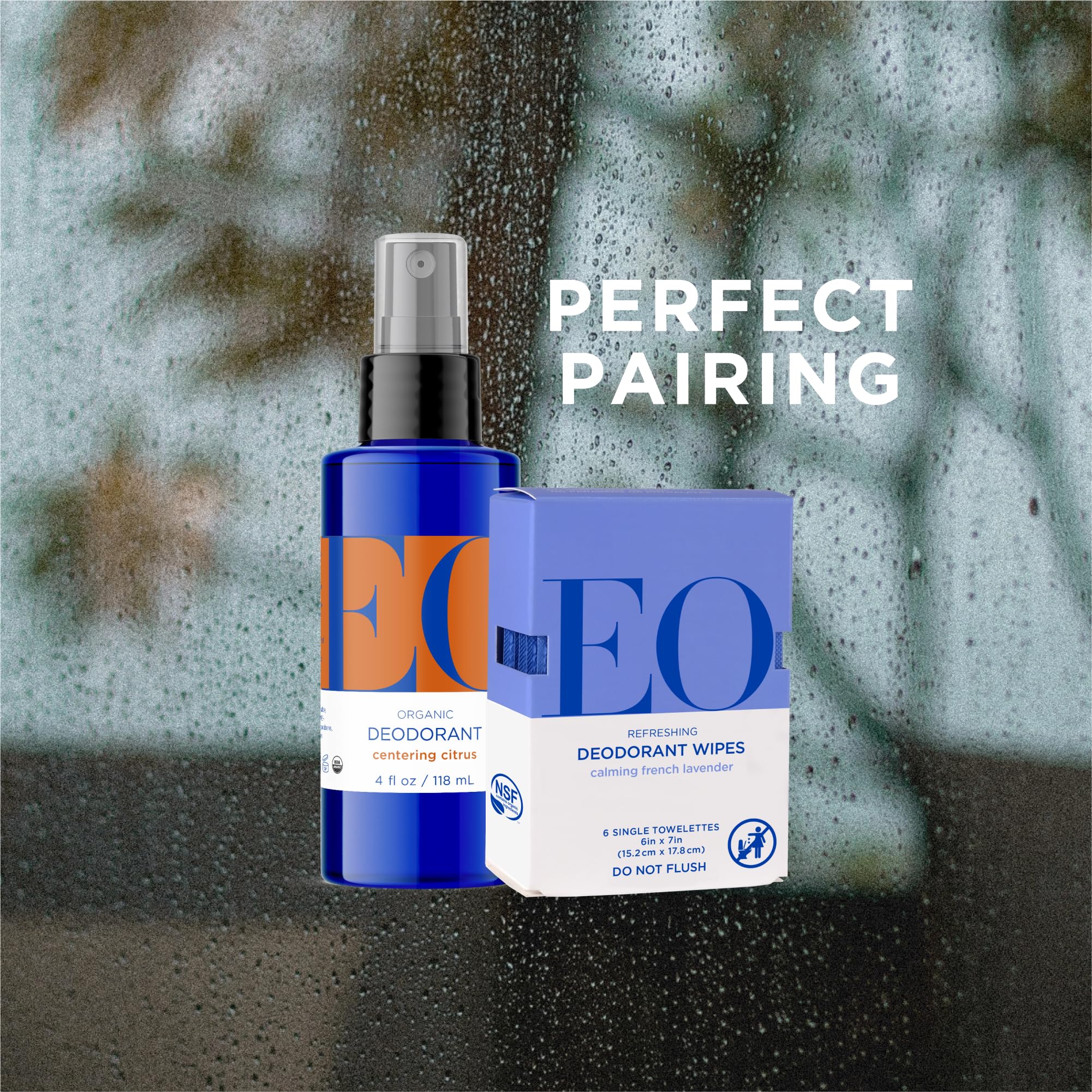 EO Deodorant Spray naturally derived alcohol and citrus notes visually shown