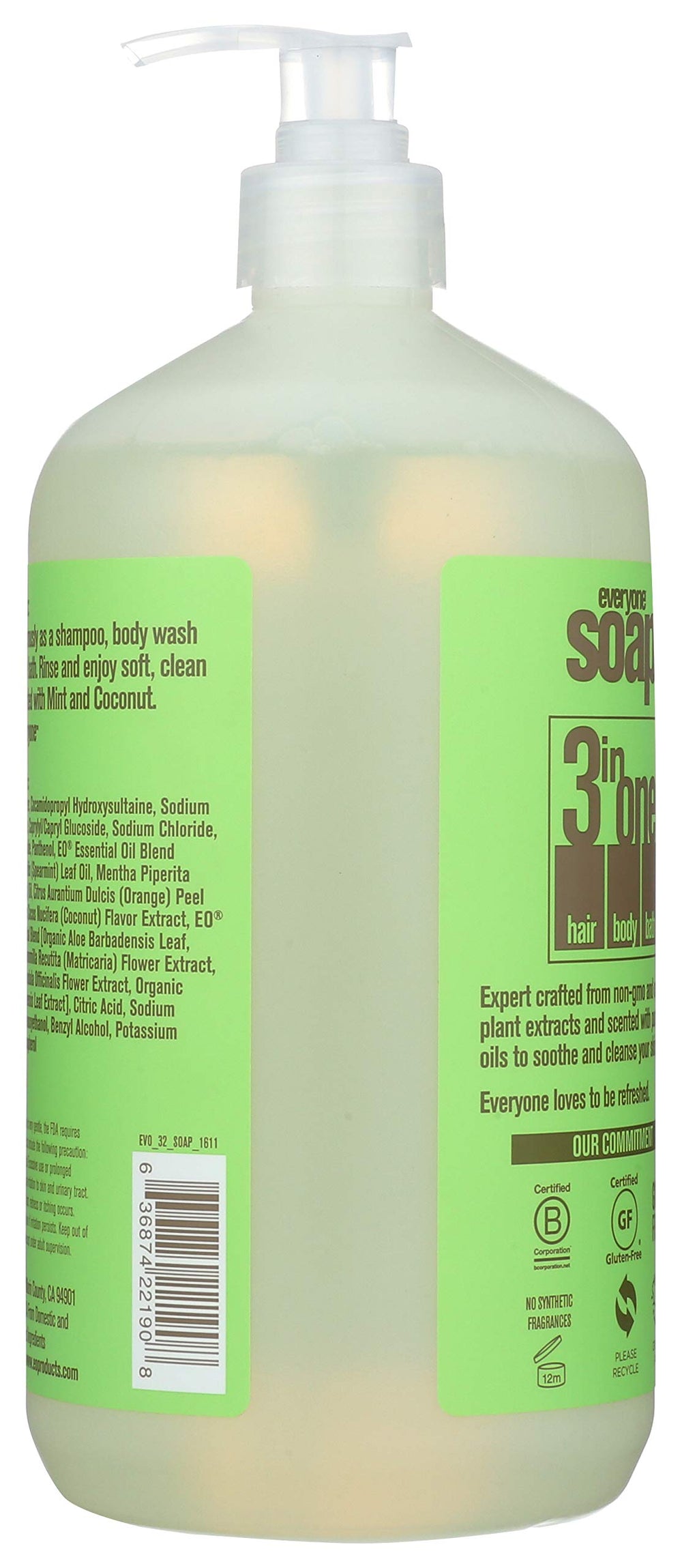 EO Natural Everyone hand soap used as body wash in shower scene