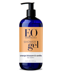 EO Orange Blossom Vanilla Shower Gel bottle closeup for daily refreshing cleanse.
