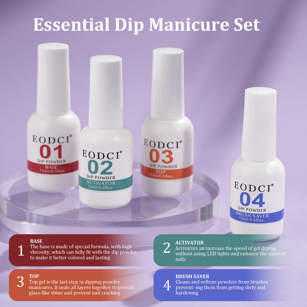 eodci base and top coat dip liquids kit for smooth application