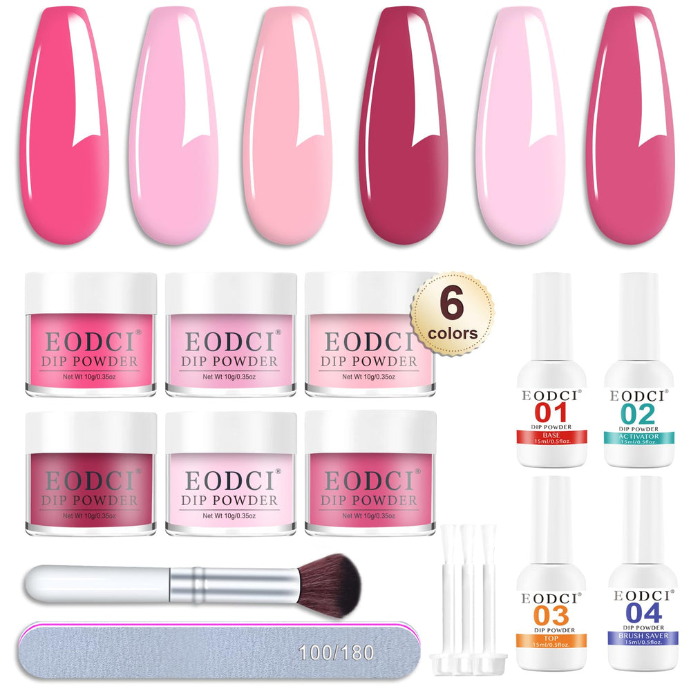 Eodci dip powder hot pink colors collection for vibrant, long-lasting nails.
