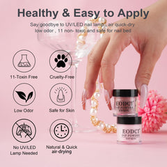 Eodci dip powder pots offer 0.35oz portions for easy color variety.