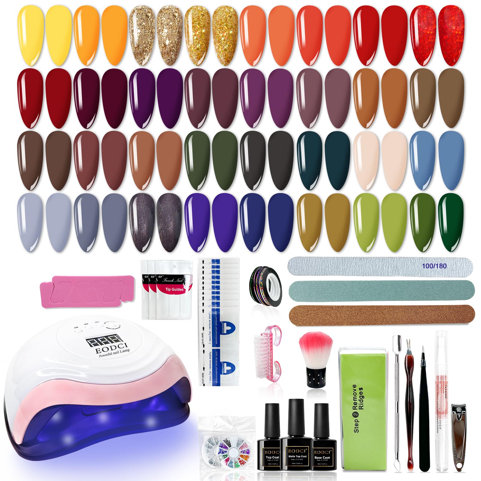EODCI gel nail kit with 168W lamp for quick at-home manicures