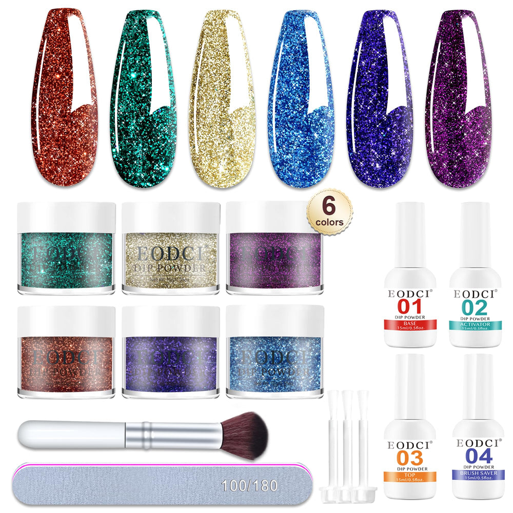 eodci glitter blue dip powder for a vibrant, long-lasting manicure