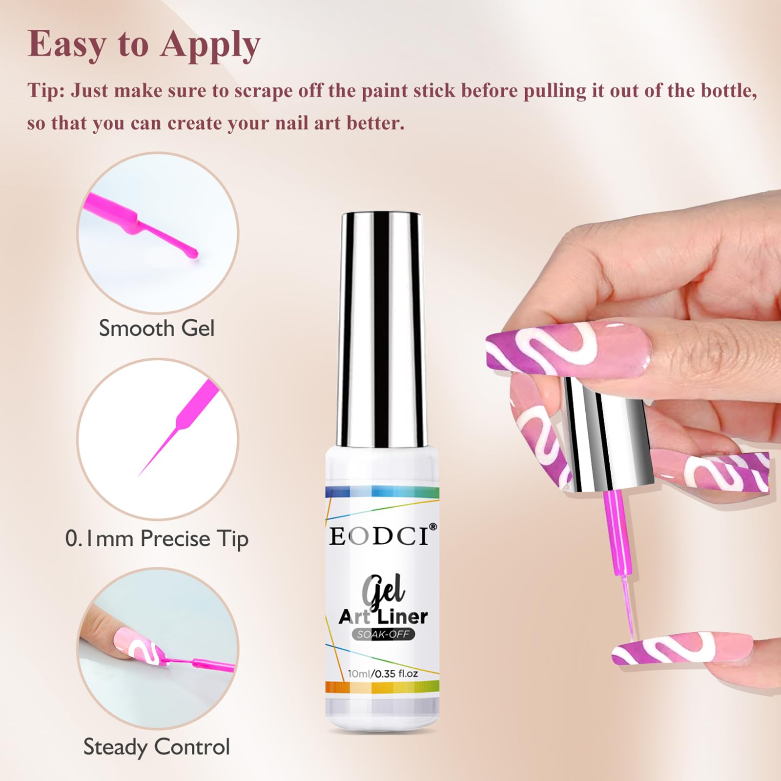 Eodci Nail Art Gel Liner Set glitter series adds sparkling accents and luxe texture.
