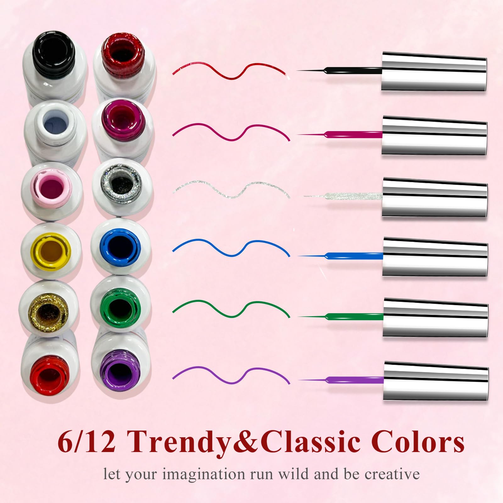 Eodci Nail Art Gel Liner Set swirl design in action for flawless French tip effects.