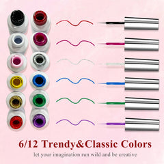 Eodci Nail Art Gel Liner Set swirl design in action for flawless French tip effects.