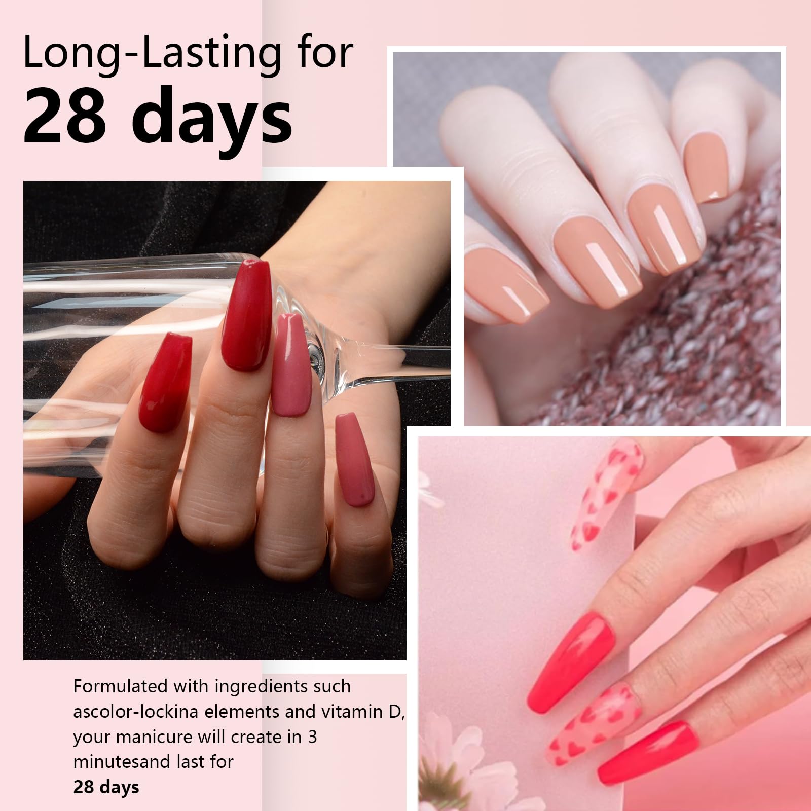 Eodci odor-free natural material powder for comfortable manicures.