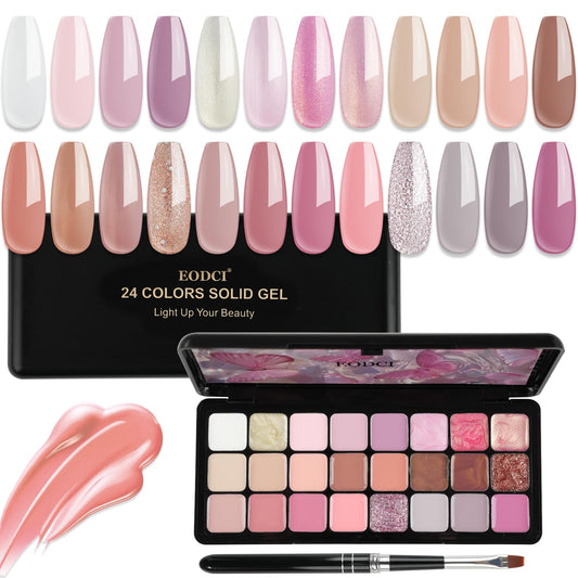 EODCI solid gel polish palette with 24 colors for versatile manicures.