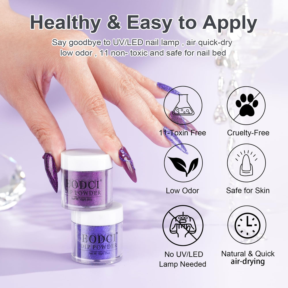 eodci sparkle purple dip powder yields chic shimmering nails