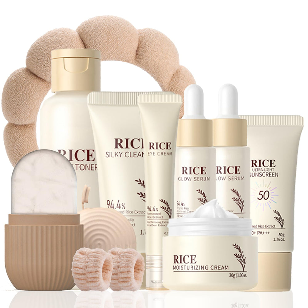 EONFAVE rice skincare set facial cleanser cleanses pores and refreshes skin
