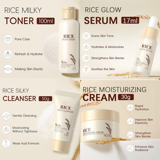 EONFAVE rice skincare set facial toner balances skin and preps moisture