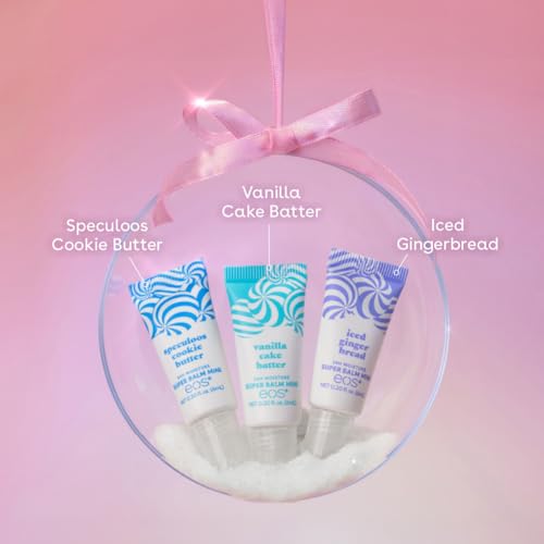 eos Holiday 24H Iced Gingerbread balm close-up with cozy hydration.