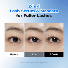 EPAIS before and after lashes demonstrating darker, fuller-looking lashes with use