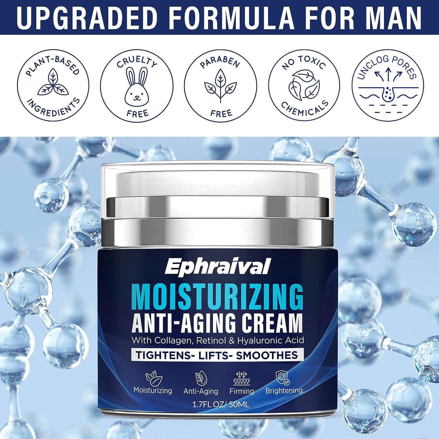 Ephraival Retinol Anti-Aging Cream for Men box with easy-to-follow directions.
