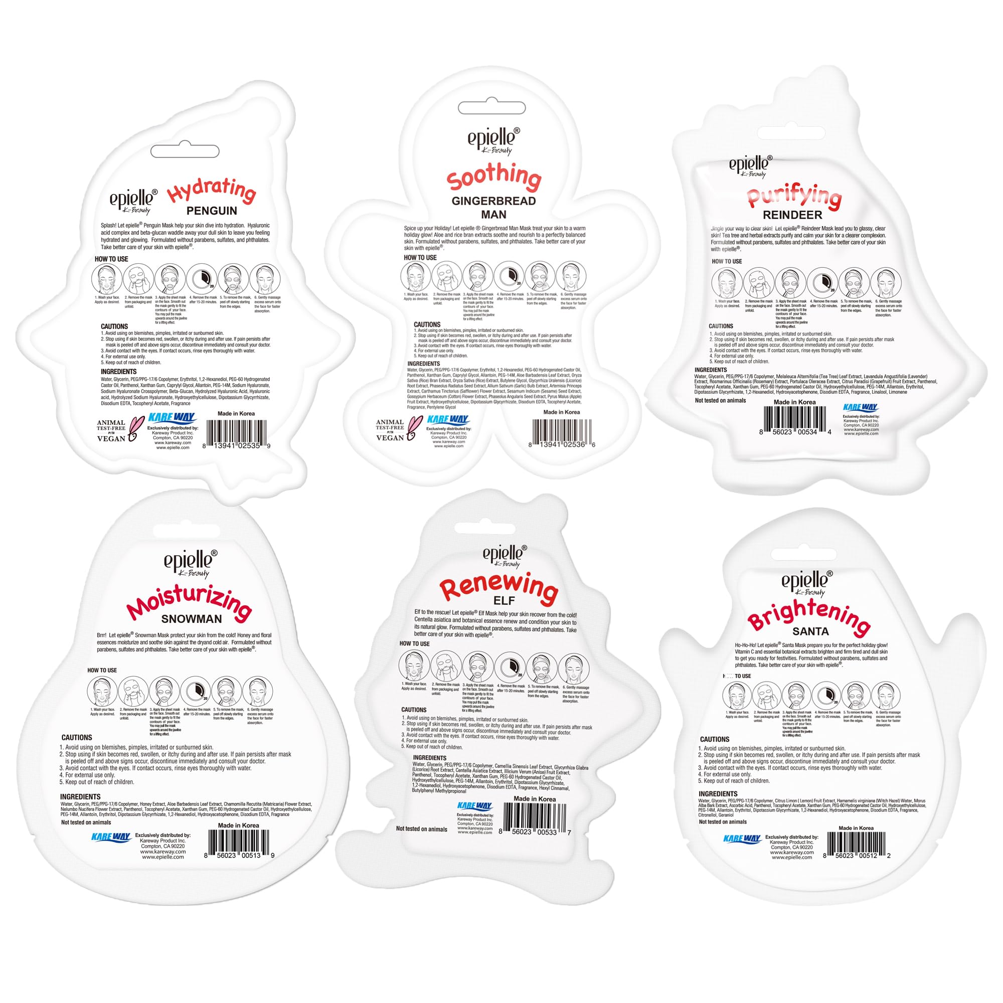 Epielle holiday party favorites featuring playful Korean sheet masks.