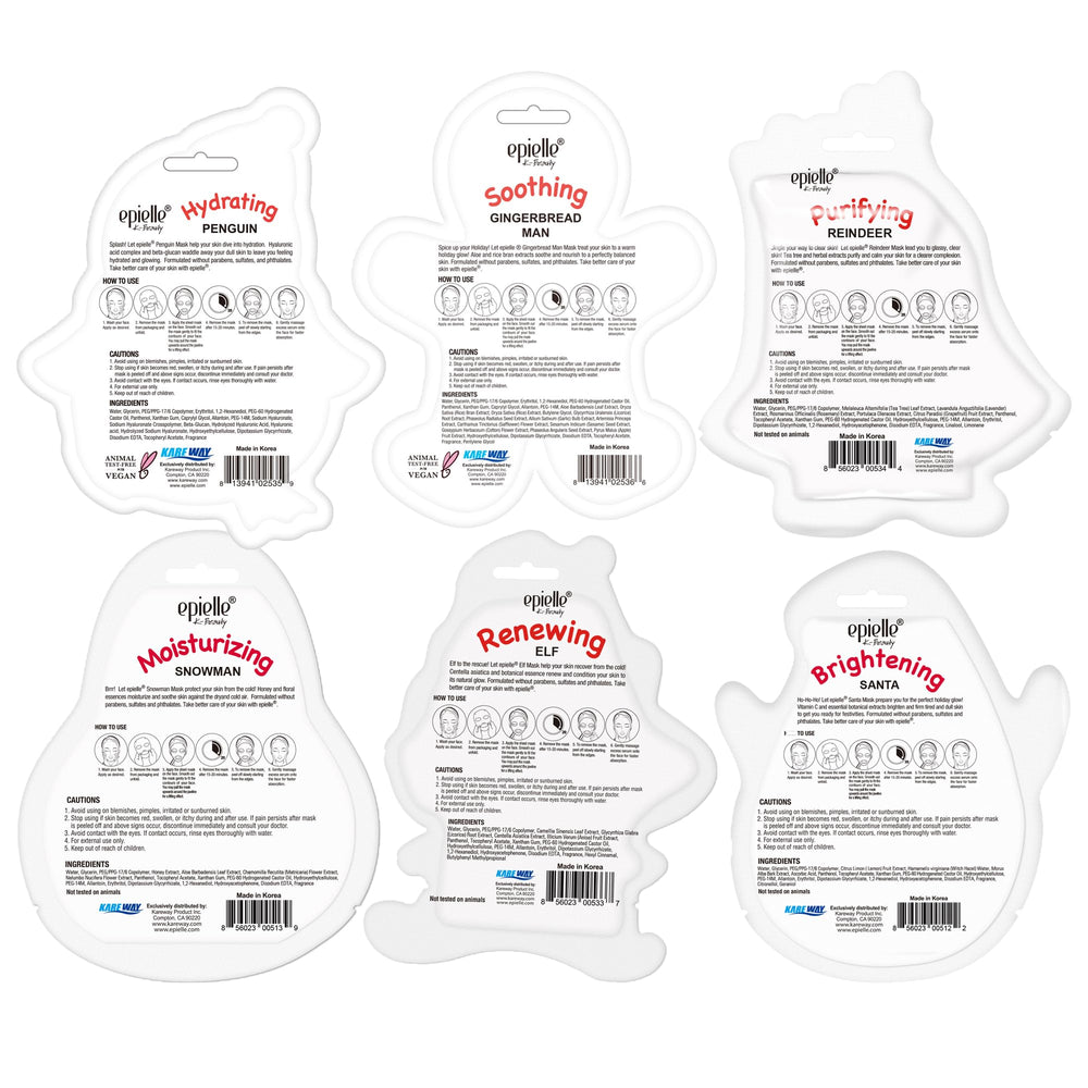 Epielle holiday party favorites featuring playful Korean sheet masks.