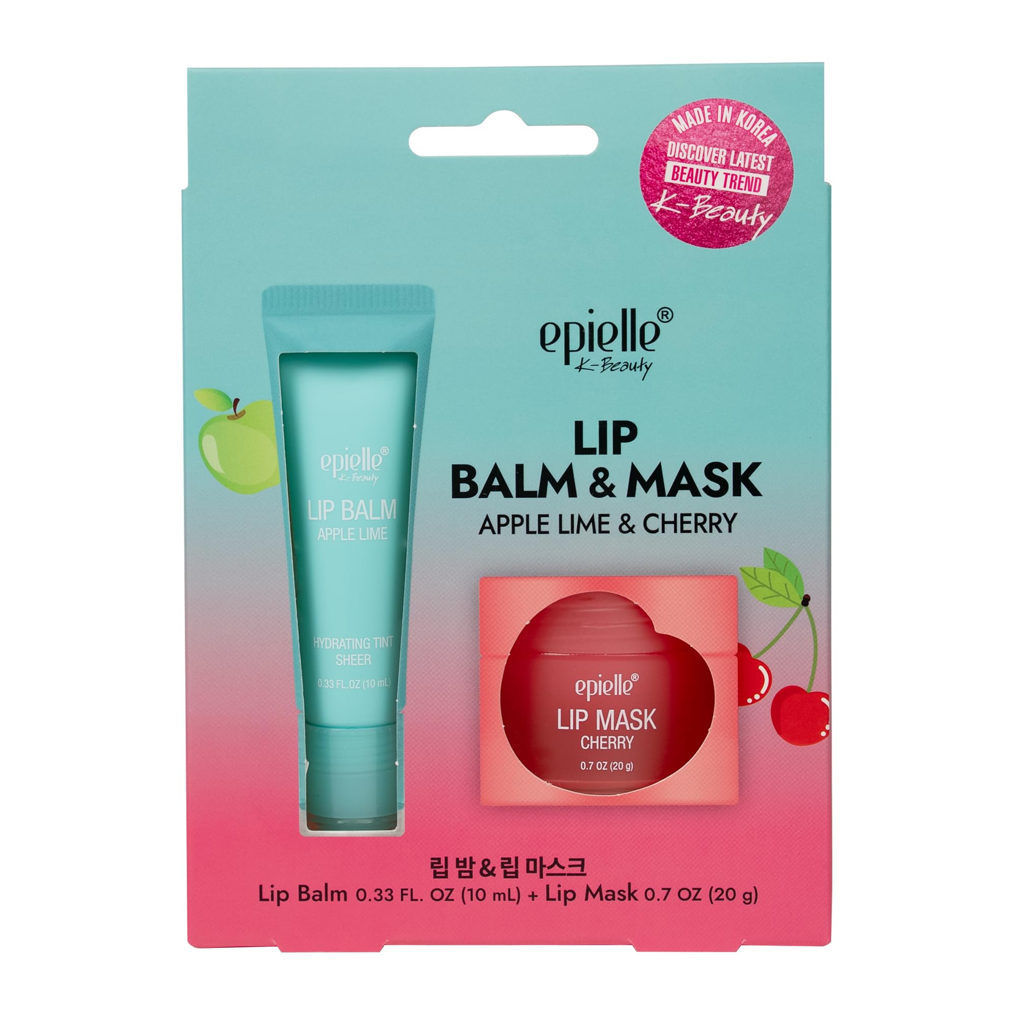 Epielle lip balm mask Apple Lime with hydrating sheer tint for soft lips.