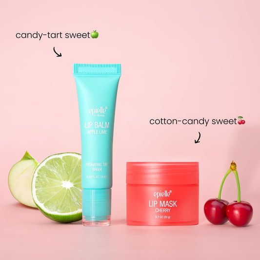 Epielle lip balm mask Cherry with moisturizing formula and subtle shine.