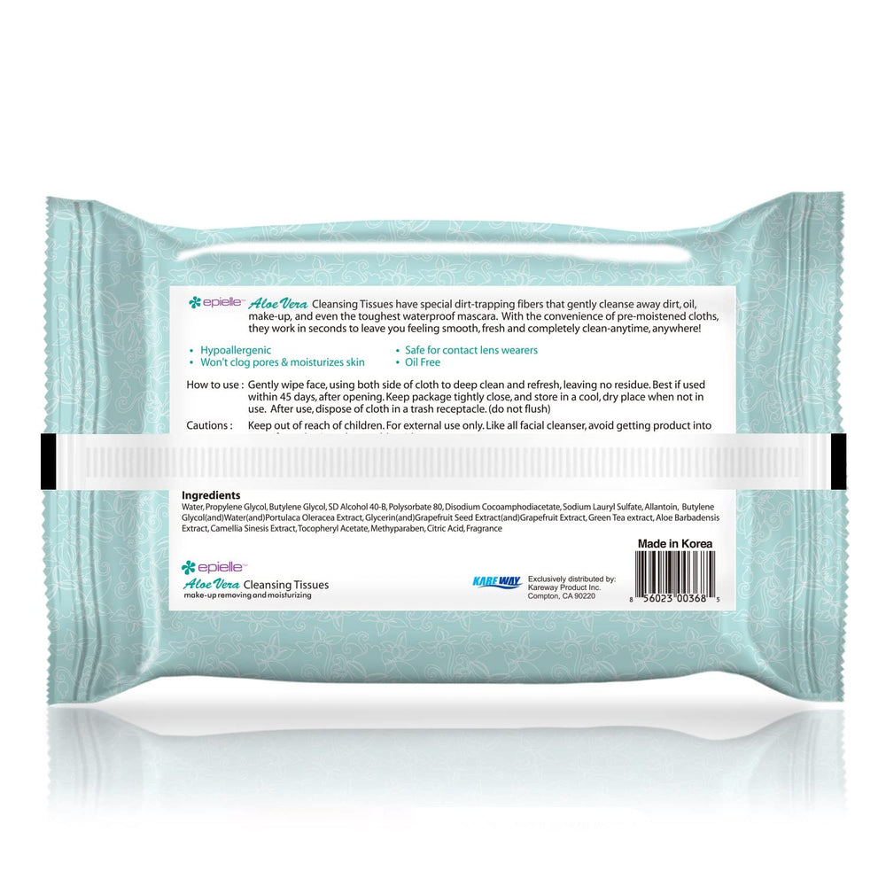 Epielle makeup remover wipes flip-top lid keeps wipes moist.