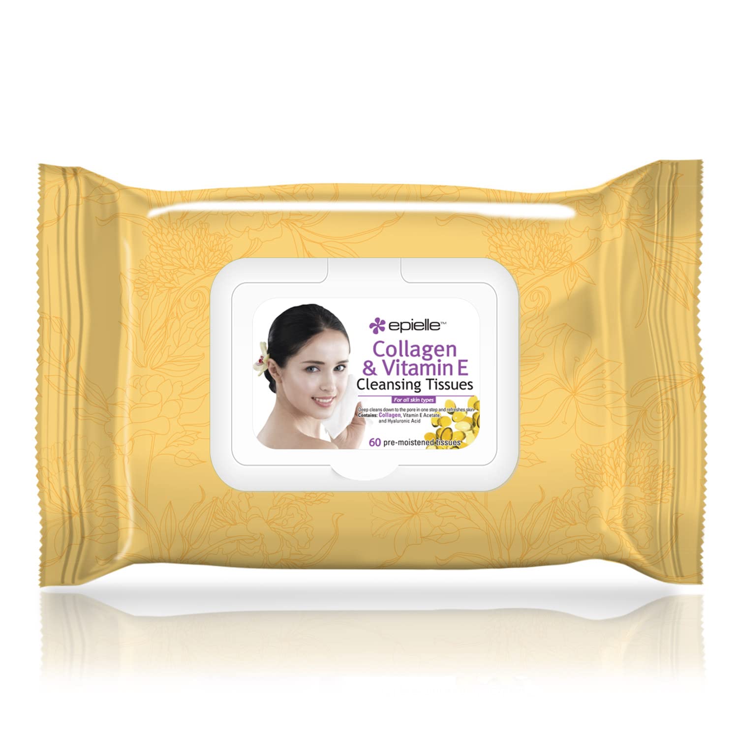 Epielle makeup remover wipes close-up texture showing soft cleansing material.